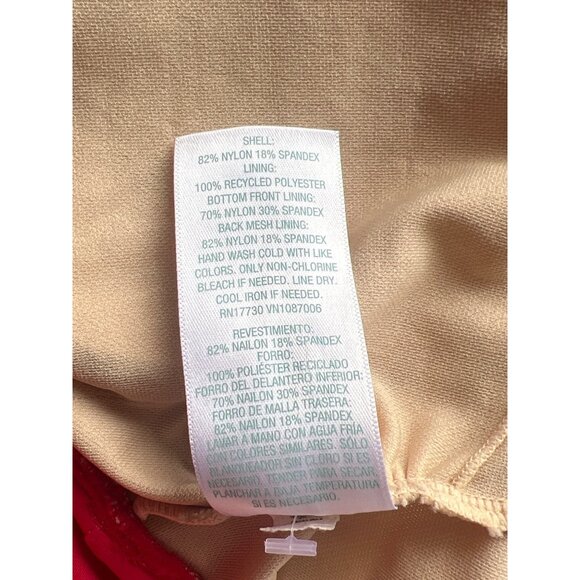 Kona Sol Womens One-Piece Swimsuit Plunge Neck Red Size S Adjustable Straps - Picture 4 of 7